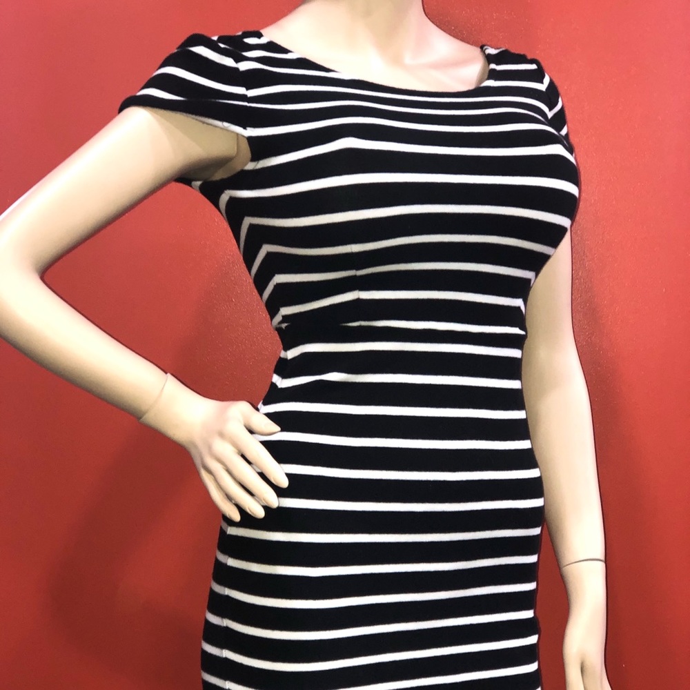 Forever 21 Striped Bodycon Dress Medium Scoop Back
